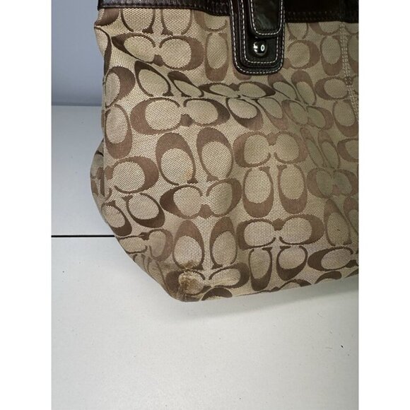 For Repair - Coach Purse Canvas Brown Large Shoulderbag H1075-F13743 - Picture 6 of 12